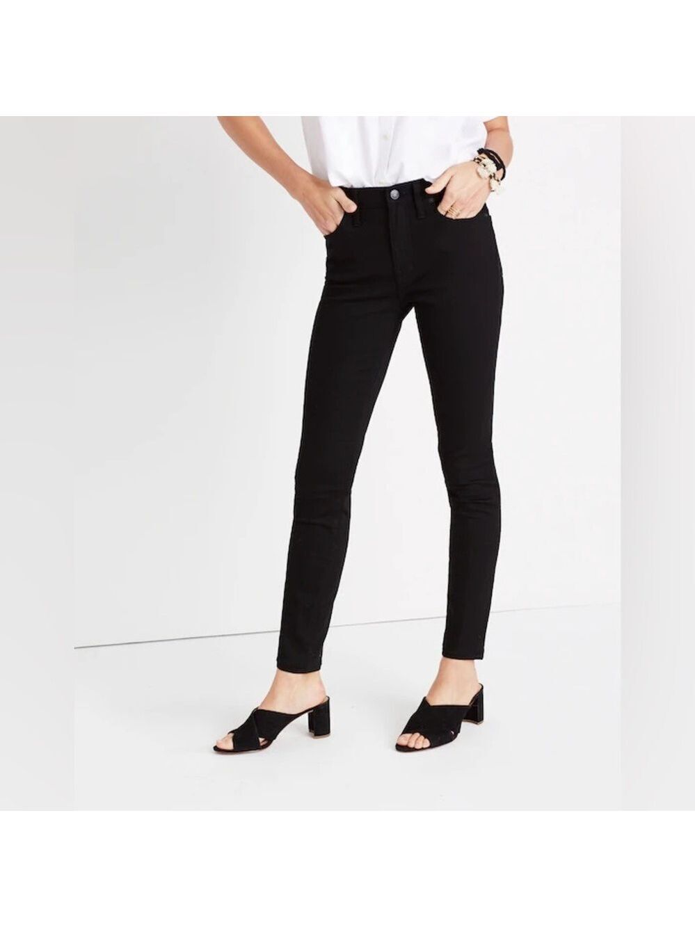 Madewell 9” High Rise Skinny Black Denim Pants Size 28